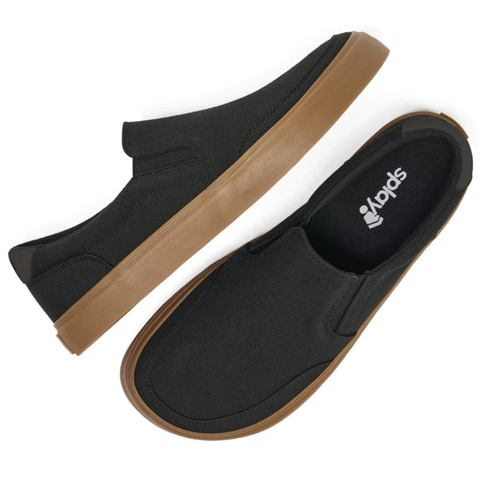 Black Slip-On Canvas Splay Sneakers 37